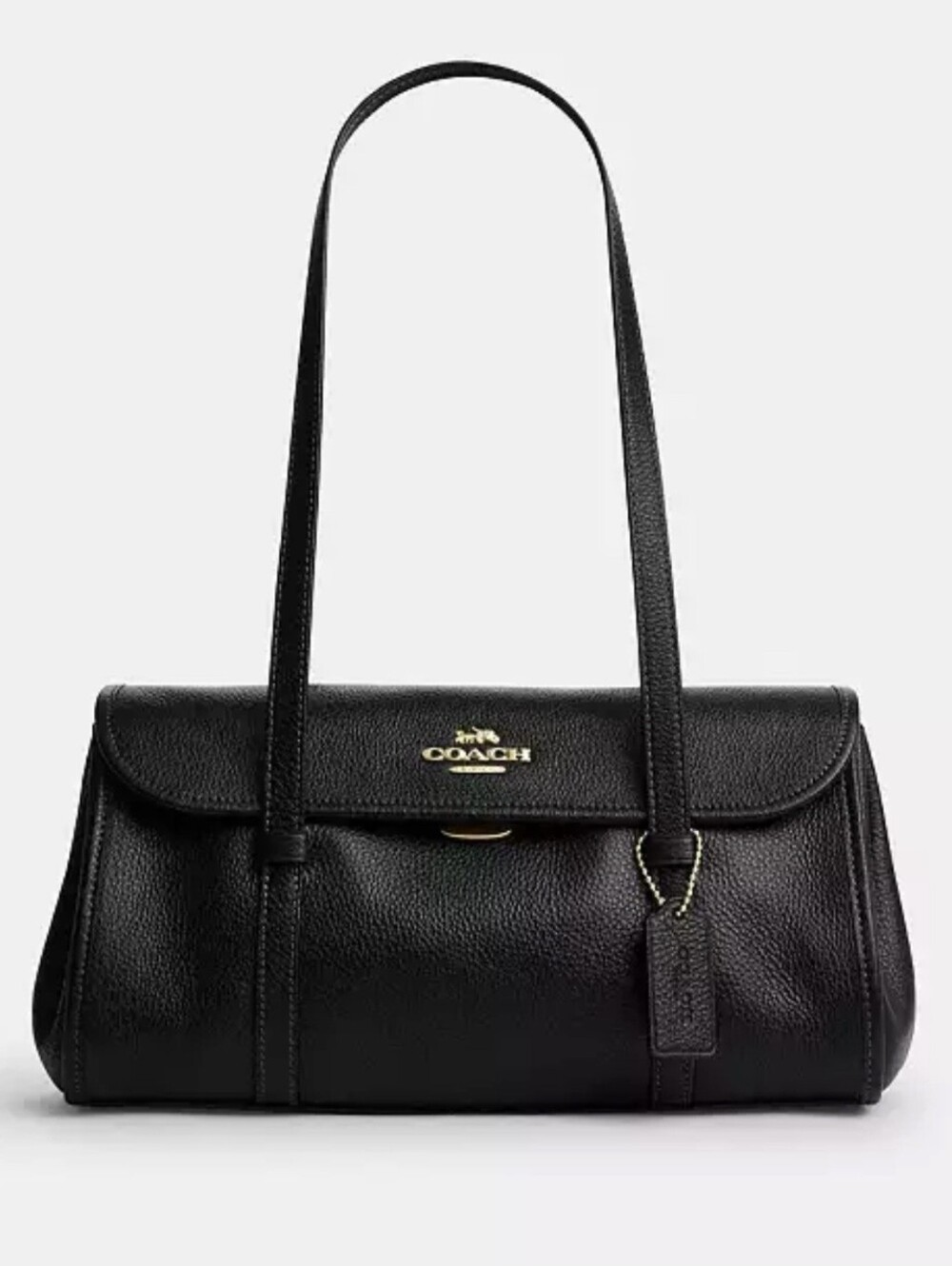 Coach Bridget Flap Black Pebbled Leather Shoulder Bag